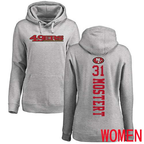 San Francisco 49ers Ash Women Raheem Mostert Backer 31 Pullover NFL Hoodie Sweatshirts